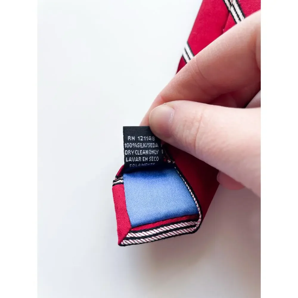 Bugatti Red Diagonal Stripe Silk Necktie